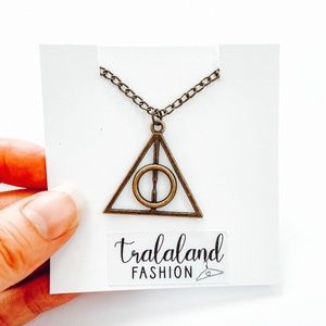 > NEW < Boutique Bronze Toned Harry Potter Deathly Hallows Pendant Necklace